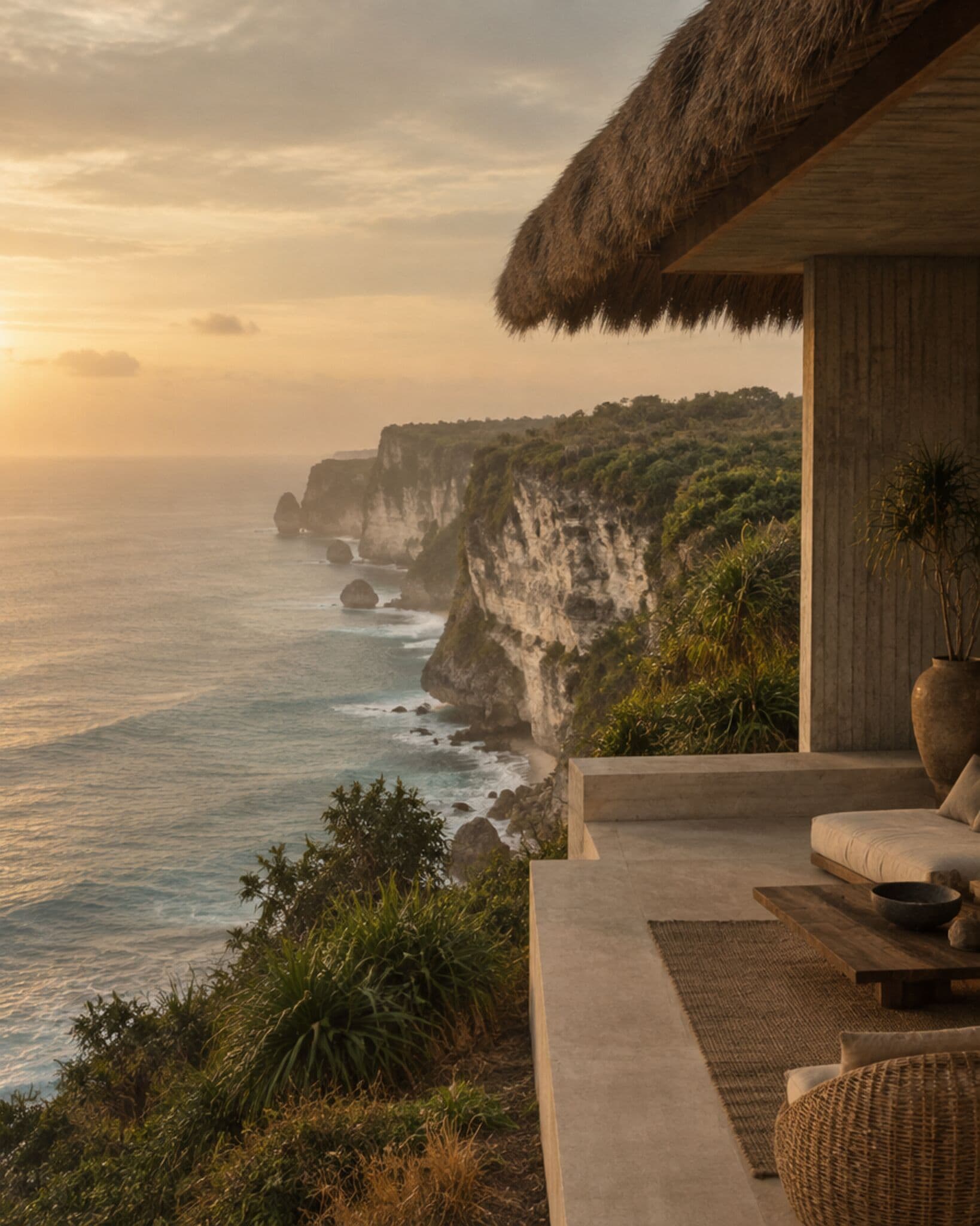 AI-generated illustration: The Uluwatu cliffs
