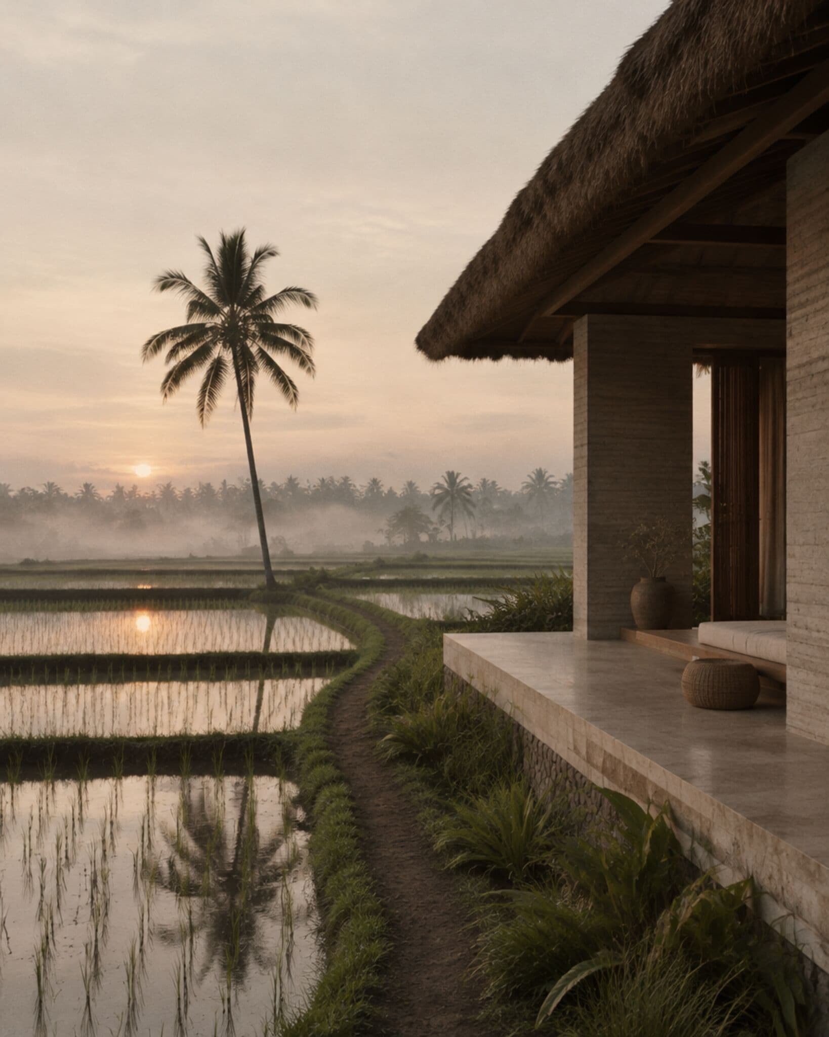 AI-generated illustration: The Canggu rice fields